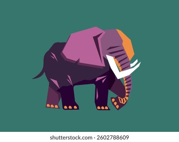 minimalist and abstract elephant on a green background