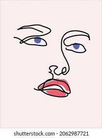 Minimalist Abstract Face Lines And Simplicity Minimalist Illustration Vector