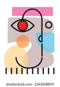 Minimalist abstract face person shapes and line vector illustration. Isolated on white background.
