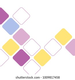 Minimalist abstract flat square pattern design in pastel spring colors against white background