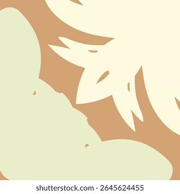 A minimalist abstract floral design using soft earth tones like beige, cream, and muted green.