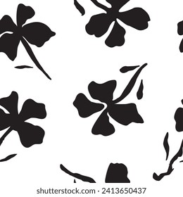 Minimalist abstract floral pattern. Modern black print on a light background. Floral pattern. Vector textile pattern.
