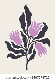 Minimalist abstract floral poster. Modern art illustration in Matisse or Scandinavian style
