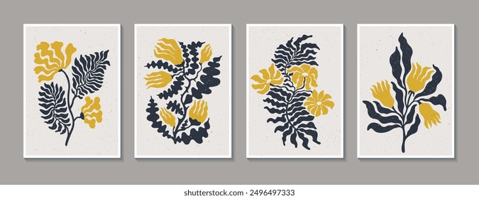 Minimalist abstract floral poster. Modern art illustration in Matisse or Scandinavian style