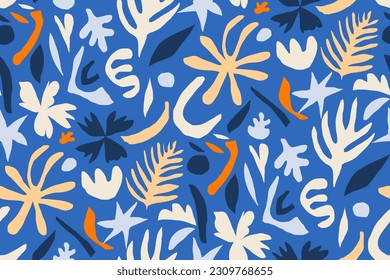 Minimalist abstract floral print. Modern trendy seamless pattern.