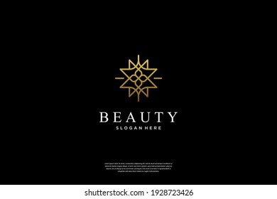 Minimalist abstract Flower logo design with ornament symbol