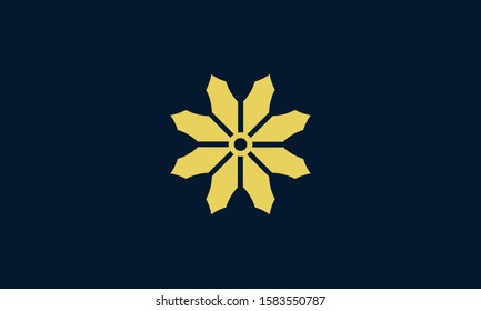 Minimalist abstract flower logo. This logo icon incorporate with eight abstract shape in the creative way.