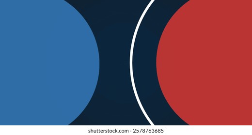 Minimalist abstract geometric design with bold red, blue, and white colors. A modern, dynamic composition with curved shapes and strong contrasts, ideal for backgrounds, branding, and digital art.