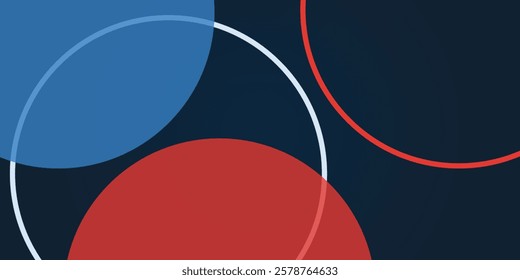 Minimalist abstract geometric design with bold red, blue, and white colors. A modern, dynamic composition with curved shapes and strong contrasts, ideal for backgrounds, branding, and digital art.