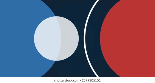 Minimalist abstract geometric design with bold red, blue, and white colors. A modern, dynamic composition with curved shapes and strong contrasts, ideal for backgrounds, branding, and digital art.