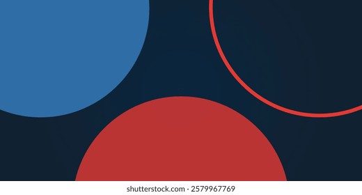 Minimalist abstract geometric design with bold red and blue colors. A modern, dynamic composition with curved shapes and strong contrasts, ideal for backgrounds, branding, and digital art.