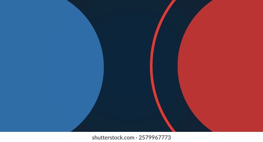 Minimalist abstract geometric design with bold red and blue colors. A modern, dynamic composition with curved shapes and strong contrasts, ideal for backgrounds, branding, and digital art.