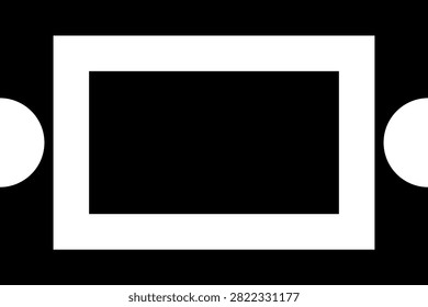 Minimalist abstract geometric design featuring circles and rectangular shapes in white and dark contrast