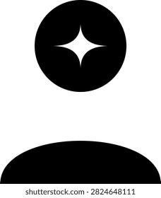 Minimalist abstract geometric design featuring a stylized flower or compass symbol above a curved base