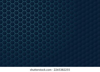 Minimalist abstract geometric hexagon grid dark background with blue gradient backlight