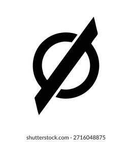 Vector geométrico abstracto minimalista del logotipo. Círculo negro con icono de barra diagonal. Símbolo moderno para tecnología, matemáticas, marca de ropa urbana o Plantilla de diseño de identidad de estudio creativo