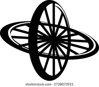 Forma orbital geométrica abstrata minimalista com linhas circulares e design simétrico isolado no fundo branco. Adequado para tecnologia, ciência, conceito futurista, inspiração de logotipo e design gráfico moderno.
