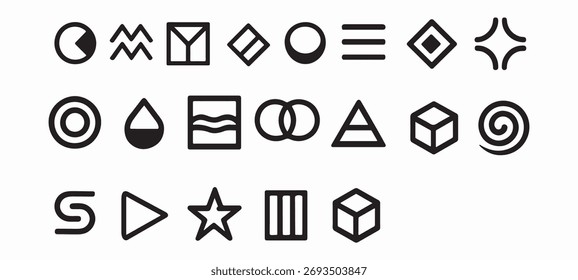 ícone de contorno geométrico abstrato minimalista definir ilustração vetorial