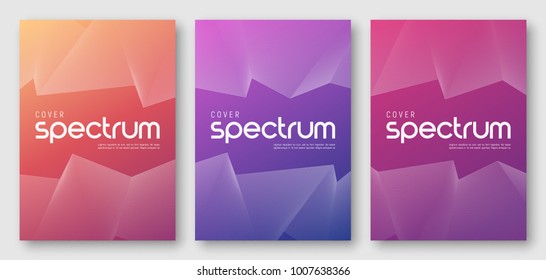 Minimalist abstract gradient geometric cover designs, trendy brochure templates, colorful futuristic posters. Vector illustration. Global swatches.