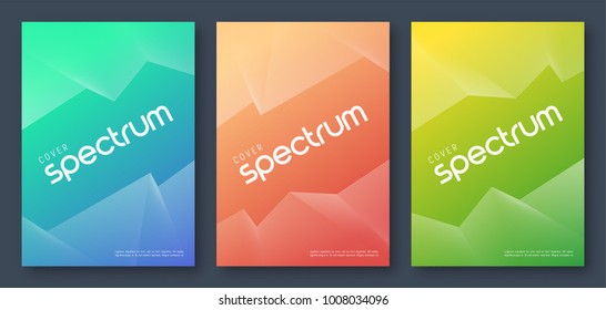 Minimalist abstract gradient geometric cover designs, trendy brochure templates, colorful futuristic posters. Vector illustration. Global swatches.