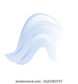 Minimalist abstract graphic featuring blue wave shapes flowing on a white background
