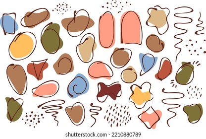 Colección de formas de arte vectorial gráfico abstracto minimalista. Paquete de doodle de color Pastel para el concepto de diseño.