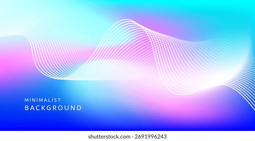 Minimalist abstract graphics emphasize bright colors and thin white lines that curve in waves continuously from left to right, creating a smooth flow and dimension.