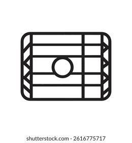 A minimalist abstract grid icon featuring horizontal and vertical lines, rounded rectangles, and a central circle on a transparent background.