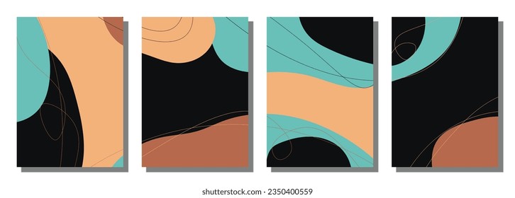 Minimalist abstract hand drawn set background. Vector illustration.