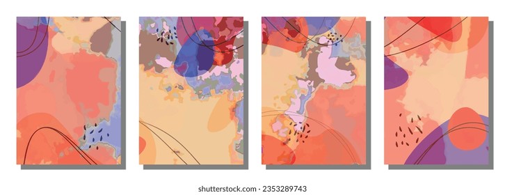 Minimalist abstract hand drawn set background. Vector illustration.