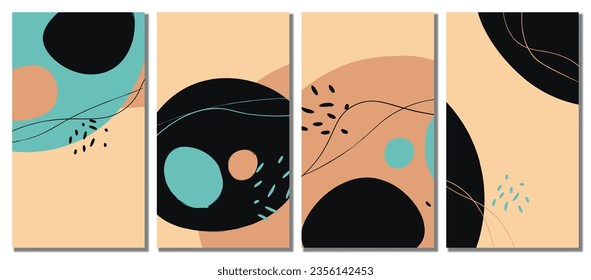 Minimalist abstract hand drawn set background. Vector illustration.