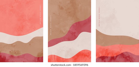 minimalist abstract hand painted wave flyers set