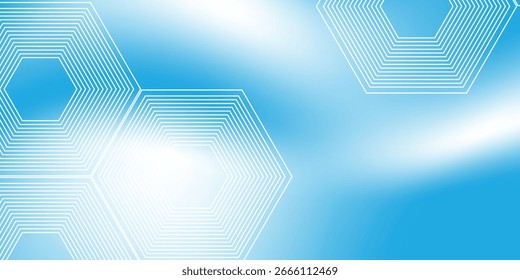 minimalist abstract hexagon banner background, pastel colorful, blue and white art. vector