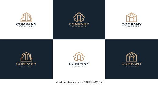 minimalist abstract house logo collection