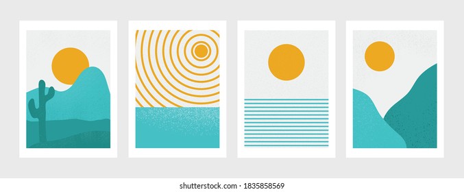 minimalist abstract illustration design set, with Mid century modern minimalist art design. for art print, wall decor, book, covers, posters, flyers, magazines. Eps10 vector