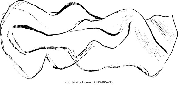 A minimalist abstract illustration featuring flowing, wavy lines in black on a white background. The lines create a sense of movement and fluidity, evoking a feeling of elegance and simplicity.