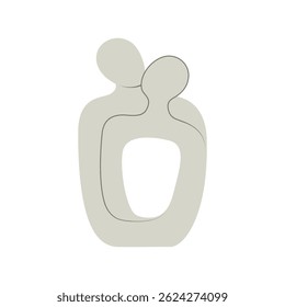 Minimalist abstract illustration of two figures hugging, symbolizing care, empathy, and emotional support. Perfect for posters, prints, or relationship-themed designs.