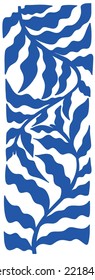 Minimalist and abstract illustration of vegetation, blue and white leaves. Ideal for printing on fabric or paper, website banner, social networks, invitation card decoration... Vector illustration.