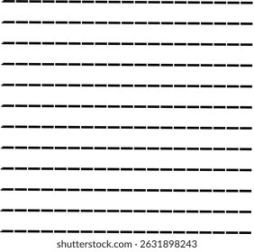 Minimalist abstract image featuring evenly spaced horizontal dashed lines in black on a clean white background. Perfect for tech design, motion graphics, optical illusions, and modern digital layouts.
