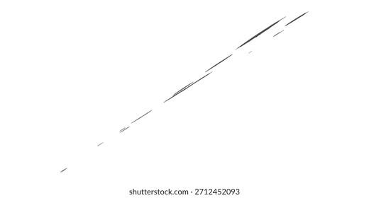 Ein minimalistisches, abstraktes Bild mit einer Reihe dünner, gebrochener schwarzer Linien auf stark weißem Hintergrund, was auf Bewegung oder Störung hindeutet.