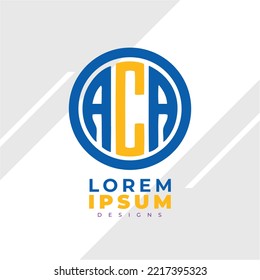 Minimalist Abstract Initial Brief ACA Logo. Dieses Logo ist mit abstraktem Buchstaben in kreativer Weise eingebunden. Es ist geeignet, für welche Firma oder Marke der Anfang dieser Buchstaben ist.