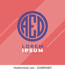 Minimalist Abstract Initial letter AED logo. This logo incorporate with abstract letter Logo AED.