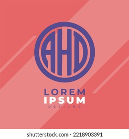 Minimalist Abstract Initial letter AHD logo. This logo incorporate with abstract letter Logo AHD.