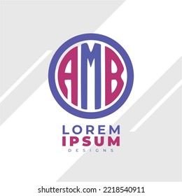 Resumen minimalista Letra inicial logotipo AMB. Este logo incorpora con letra abstracta de forma creativa. Será adecuado para qué empresa o nombre de marca inician esas iniciales.