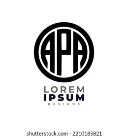 Resumen minimalista Letra inicial logo de APA. Este logotipo incorpora con letra abstracta de forma creativa.Será adecuado para qué empresa o nombre de marca empiezan esos iniciales.