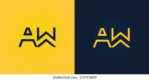 Minimalist Abstract Initial letter AW logo. It will be suitable for which company or brand name start those initial.