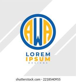 Resumen minimalista Letra inicial logo de AWA. Este logo incorpora con letra abstracta de forma creativa. Será adecuado para qué empresa o nombre de marca inician esas iniciales.