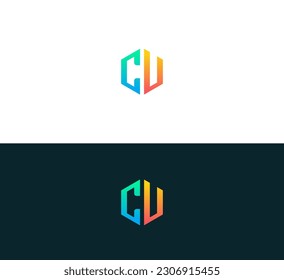 Minimalist Abstract Initial letter CU, UC logo.