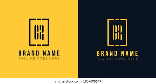 Logo de la letra inicial abstracta minimalista CZ. Este icono incorpora dos letras abstractas y un rectángulo de forma creativa. Será adecuado para qué empresa o nombre de marca inician esas iniciales.