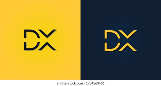 Resumen minimalista Letra inicial logotipo DX. Este logotipo incorpora con letra abstracta de forma creativa.Será adecuado para qué empresa o nombre de marca empiezan esos iniciales.
